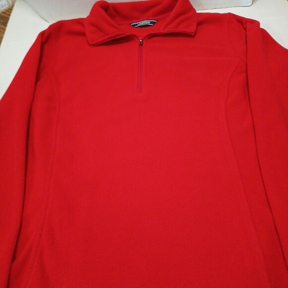 Lands End 1/4 Zip Fleece Pullover RED Womens Medium/Tall WARM COZY Jacket - Picture 14 of 16